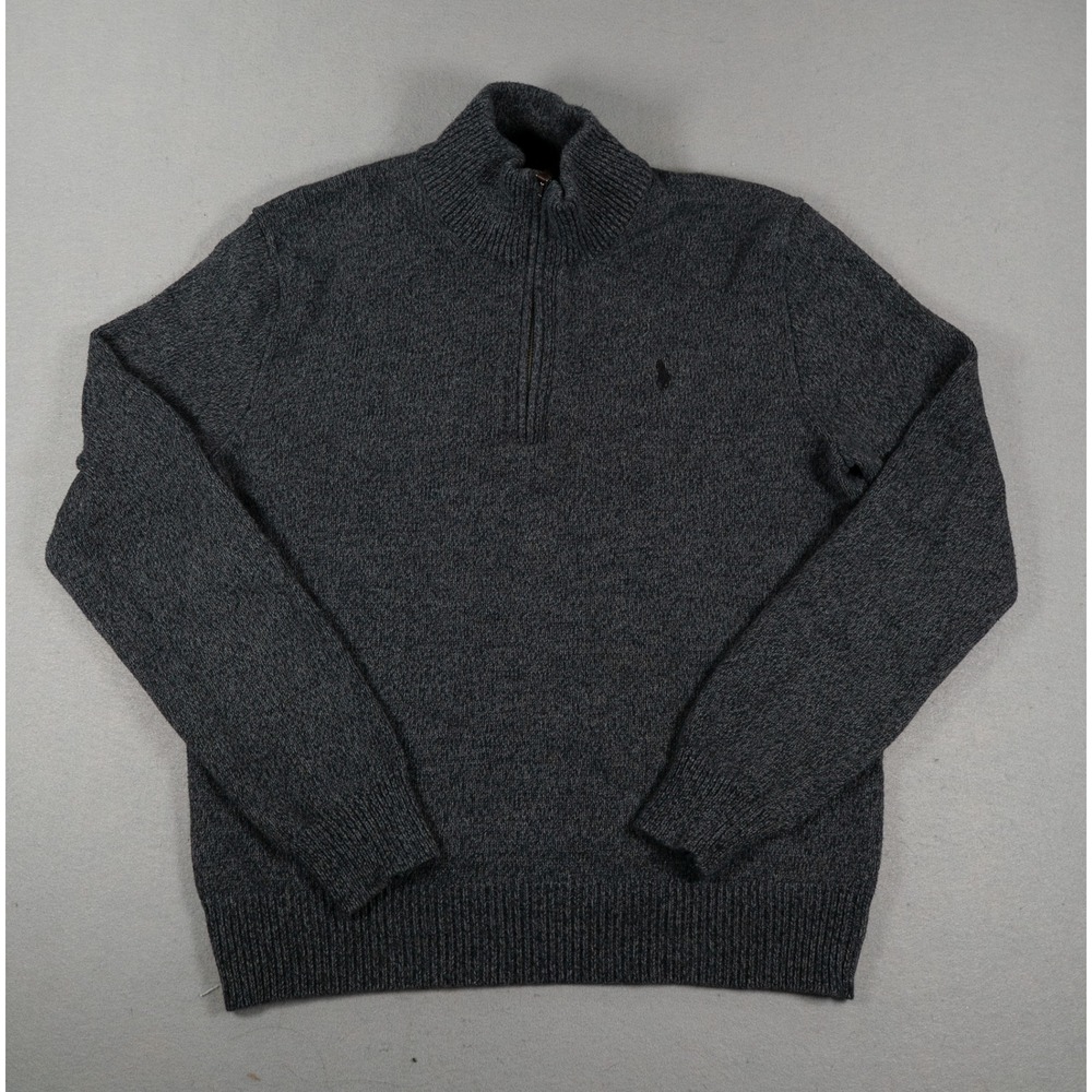 Polo Ralph Lauren Mens Quarter Zip Pullover Sweater Grey Marl Size Small Classic